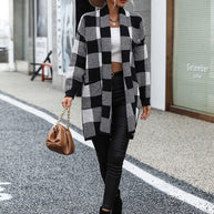 WW | Lässige Karierte Strickjacke