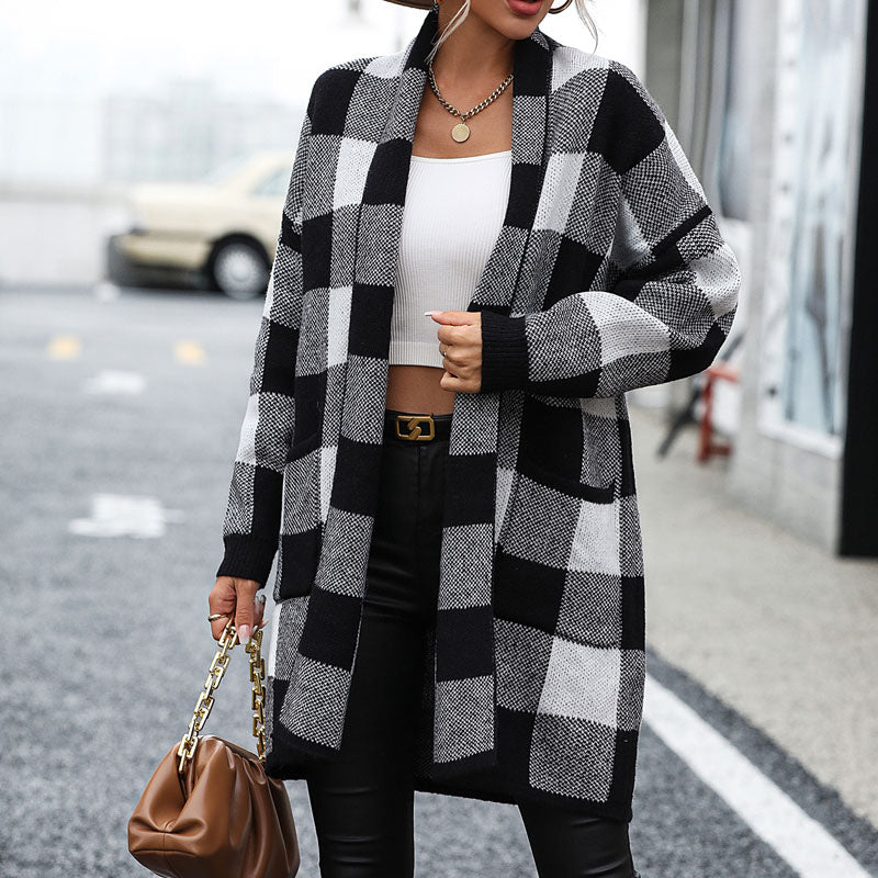 W&W Mode | Lässige Karierte Strickjacke