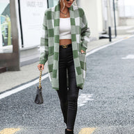 WW | Lässige Karierte Strickjacke