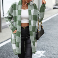 WW | Lässige Karierte Strickjacke