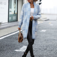 WW | Lässige Karierte Strickjacke