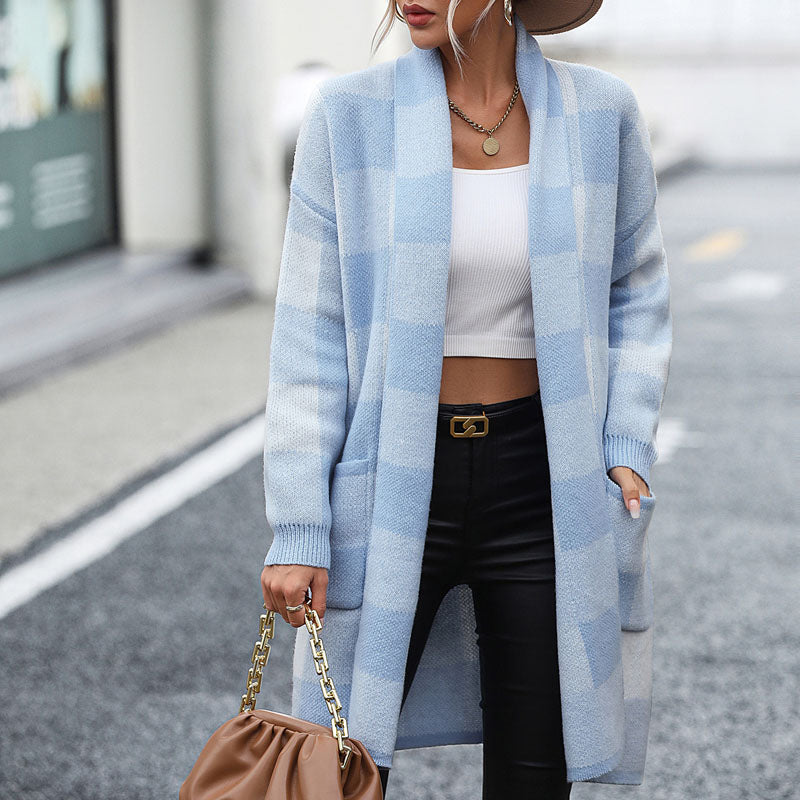 WW | Lässige Karierte Strickjacke