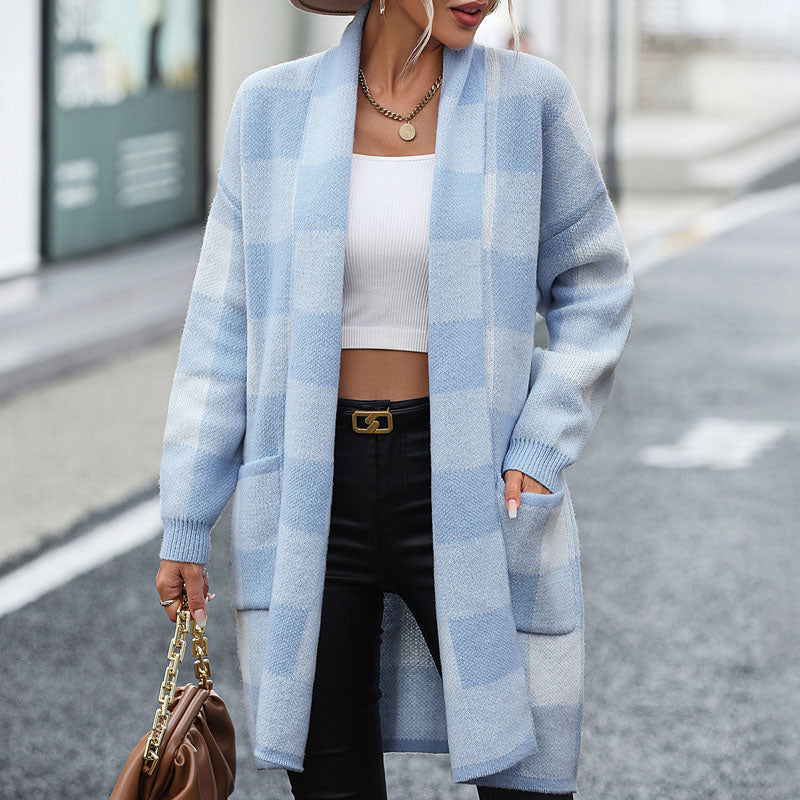 W&W Mode | Lässige Karierte Strickjacke