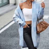 WW | Lässige Karierte Strickjacke