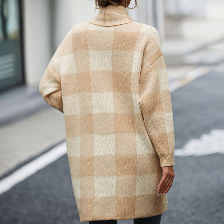 W&W Mode | Lässige Karierte Strickjacke