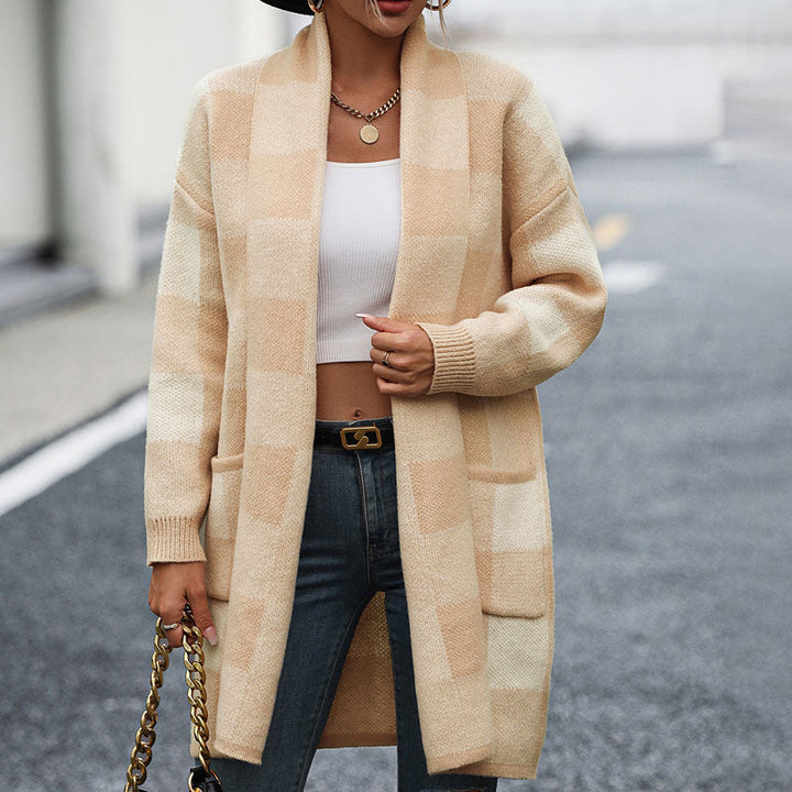 W&W Mode | Lässige Karierte Strickjacke