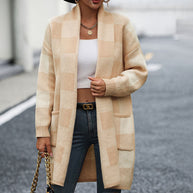 WW | Lässige Karierte Strickjacke