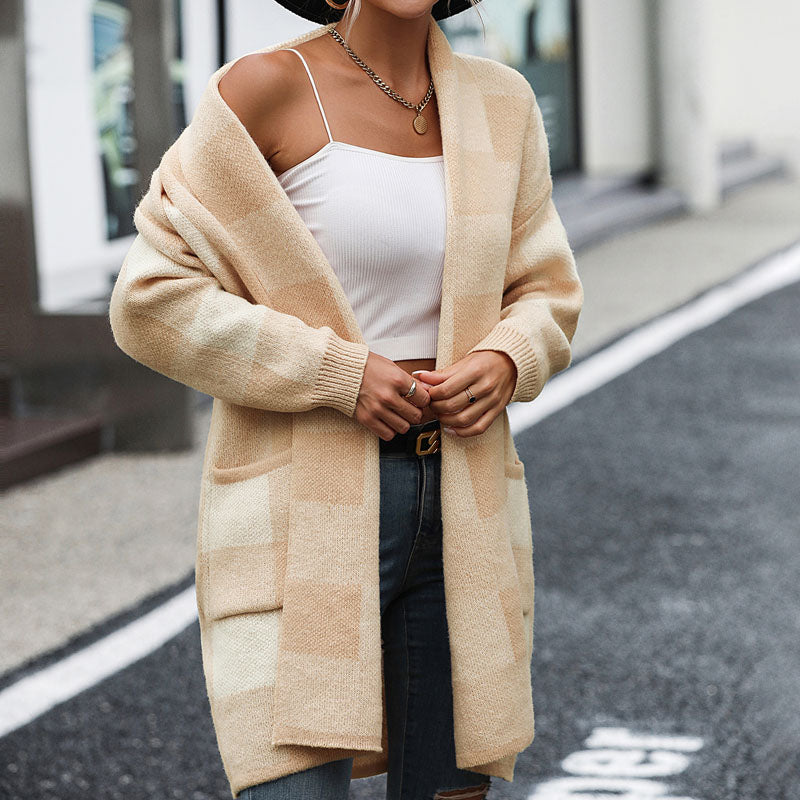 W&W Mode | Lässige Karierte Strickjacke