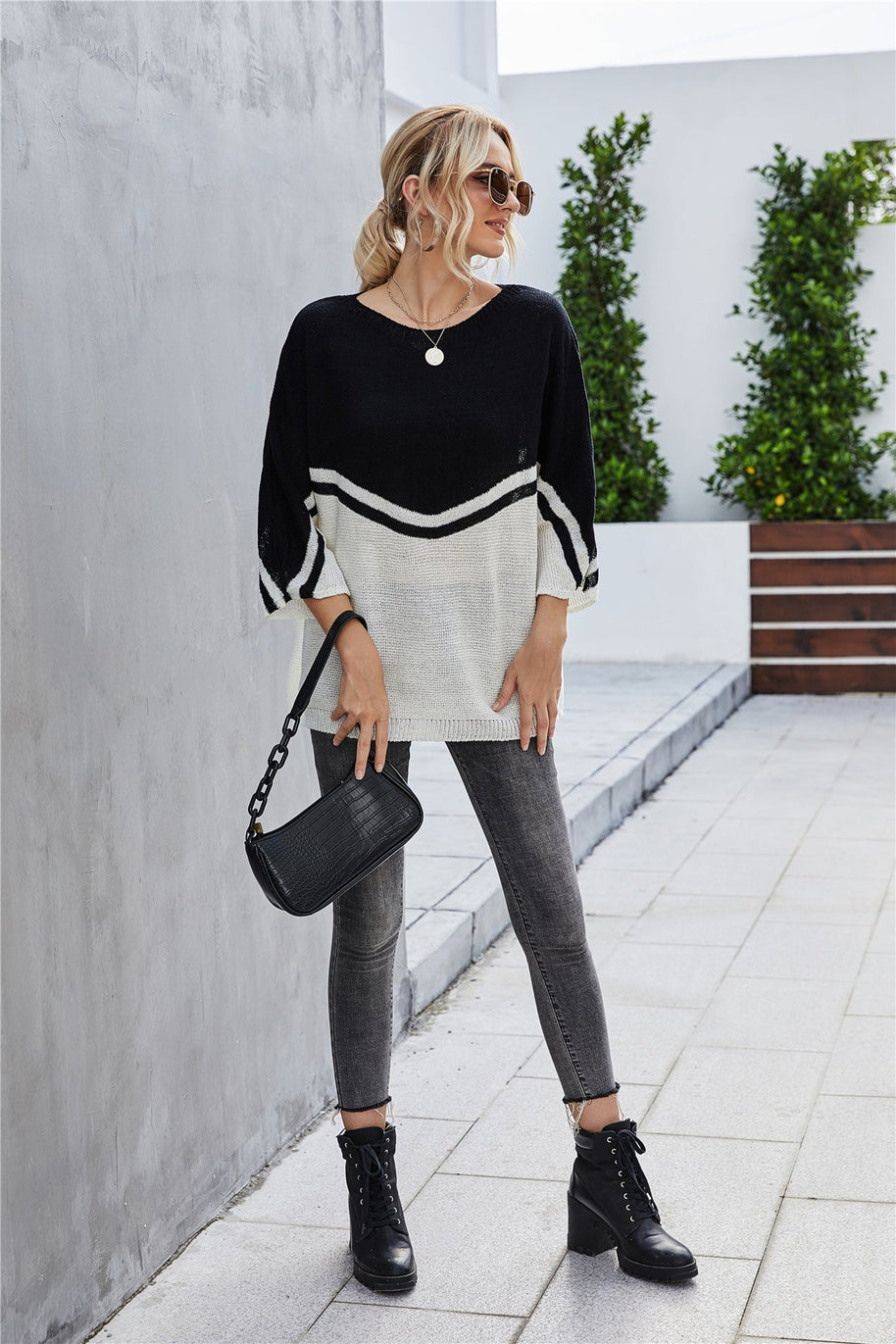 WW Strick Große Größe Fledermausärmel Strickpullover