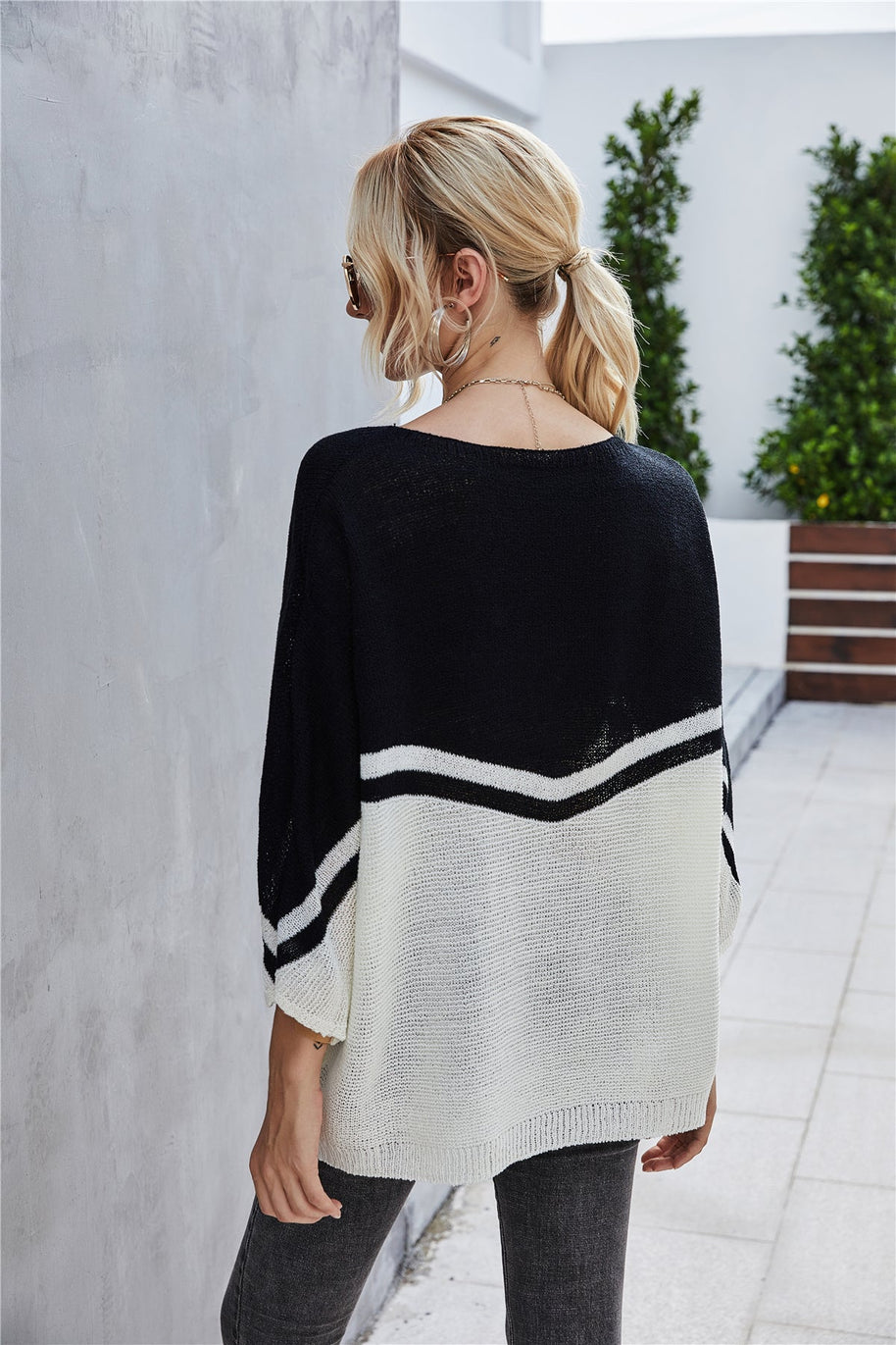 WW Strick Große Größe Fledermausärmel Strickpullover