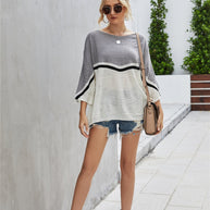 WW Strick Große Größe Fledermausärmel Strickpullover