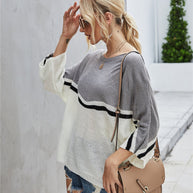 WW Strick Große Größe Fledermausärmel Strickpullover