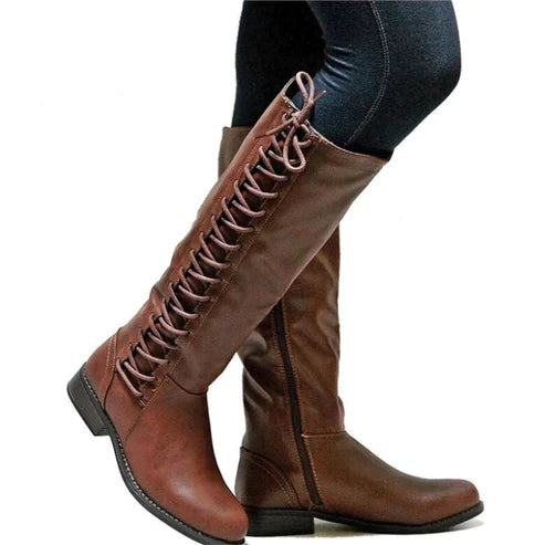 WOLFF - Damen lange Schnürstiefel für Herbst und Winter