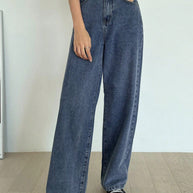 WW | High-waisted washed wide-leg jeans