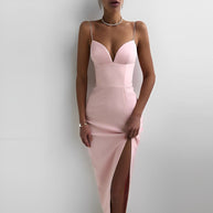 WW | Midikleid Mit V-ausschnitt Und Spaghettiträgern