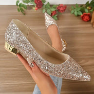 WW | Schuhe Mit Pailletten Und Niedrigen Absätzen