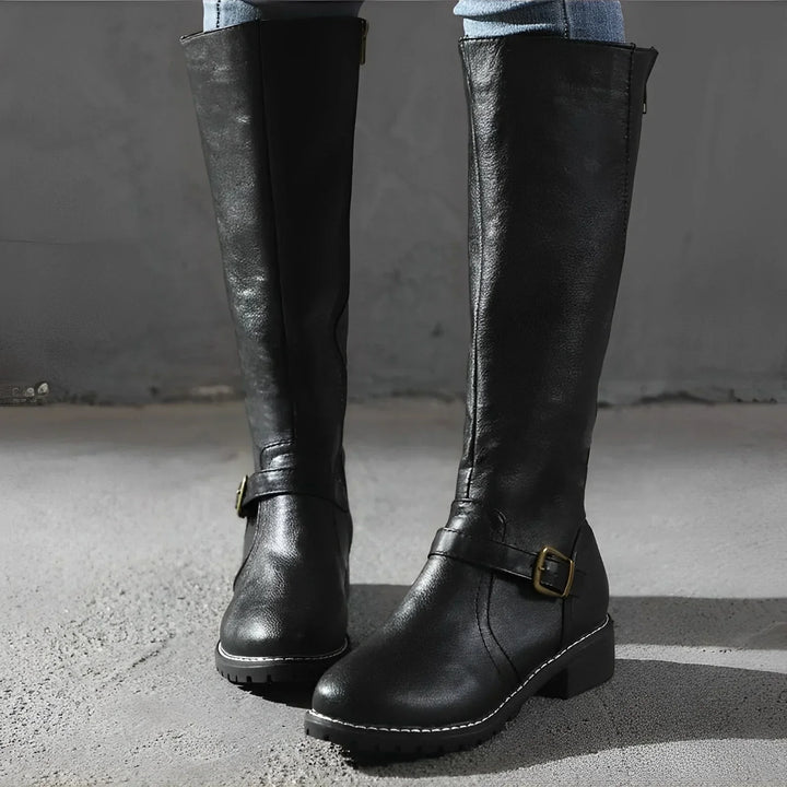W&W Mode | Schicke Herbst Lange Stiefel mit Metallverschluss für Frauen