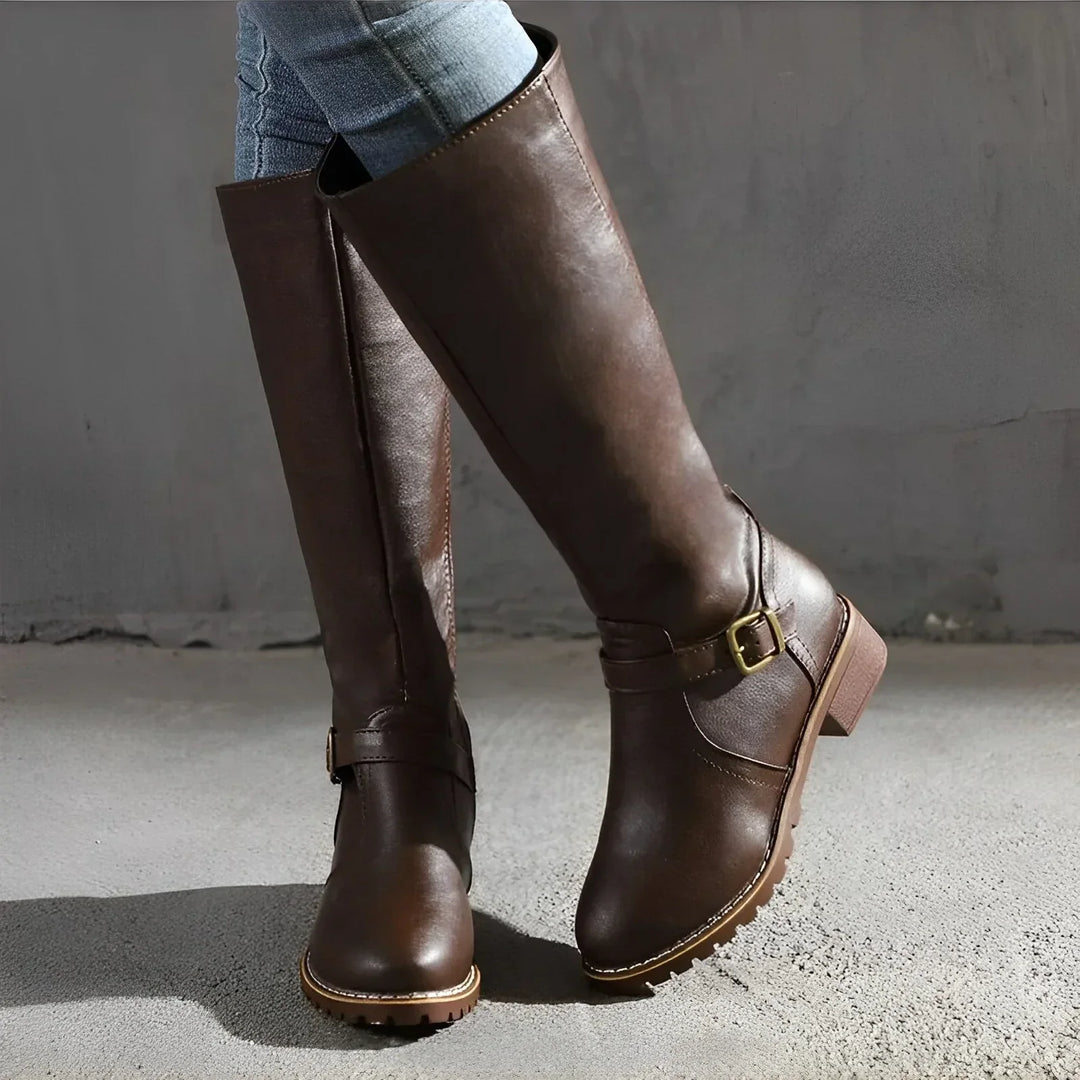W&W Mode | Schicke Herbst Lange Stiefel mit Metallverschluss für Frauen