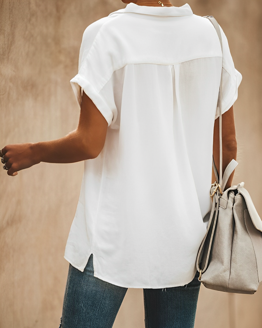 WW | Relaxed-Fit-Bluse mit Kragen und kurzen Ärmeln für Damen - Komfort und Stil