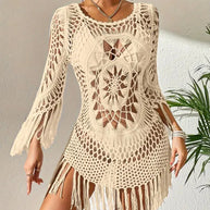 WW | Cover Up Boho-Stil Langarm Bikini-Cover Up Strand-Outfits