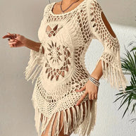 WW | Cover Up Boho-Stil Langarm Bikini-Cover Up Strand-Outfits