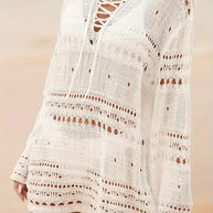 WW | Cover Up Gestrickt Langarm Strickkleid Bikini-Cover Up