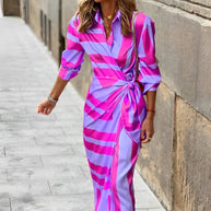 WW | Stilvolles Mehrfarbiges Langes Kleid