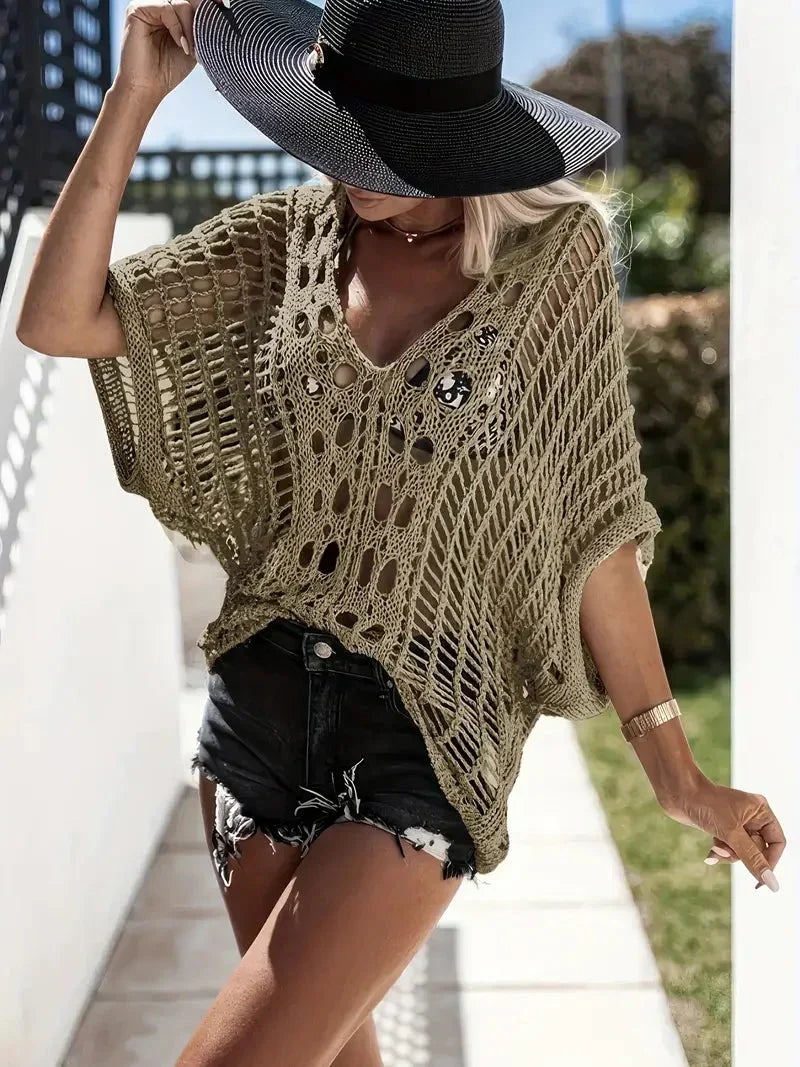 Damen Cover-up-Oberteil aus leichtem, atmungsaktivem Material