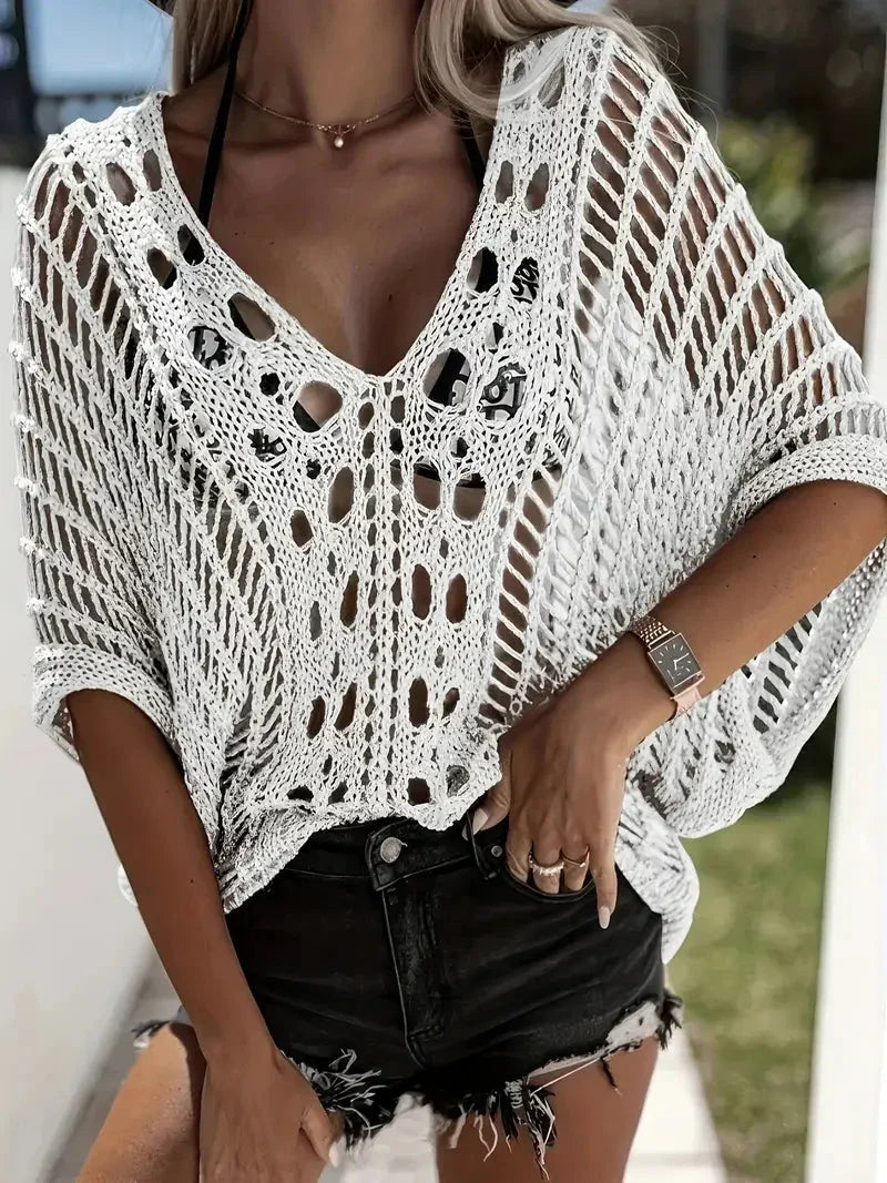 Damen Cover-up-Oberteil aus leichtem, atmungsaktivem Material