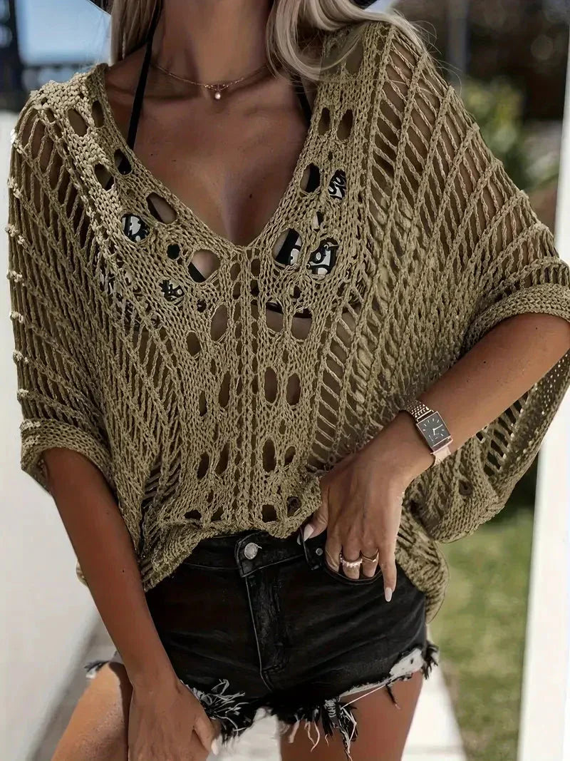 Damen Cover-up-Oberteil aus leichtem, atmungsaktivem Material