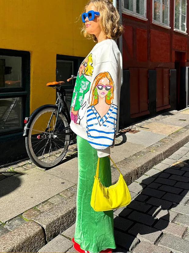 WW | Sweatshirt Gemütlich Pullover Übergroßes Sweatshirt Damenbekleidung