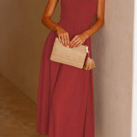 WW | Midi Kleid mit Taschen und gekreuzten Rüschen auf dem Rücken