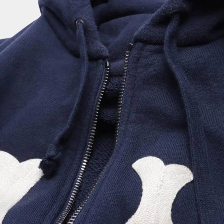 Unisex Hoodie mit Plüschstickerei und verstellbarer Kapuze