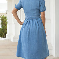 WW | Stylische Denim Midi Kleid Mit Knopfverschluss