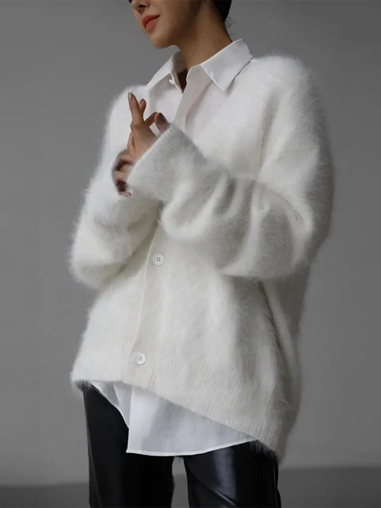 W&W Mode | Kaschmir-Cardigan für Damen | Weicher Cardigan für Damen | Klassischer Cardigan mit Knöpfen