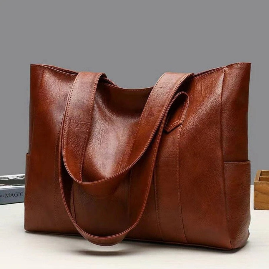 WW | Leder Schultertasche Große Kapazität Klassischer Vintage-Stil Elegante Tragetasche für Den Alltag