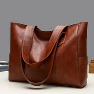 WW | Leder Schultertasche Große Kapazität Klassischer Vintage-Stil Elegante Tragetasche für Den Alltag