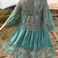WW | Cover Up Lace Durchschauen Cover Up Kleid Boho-Stil