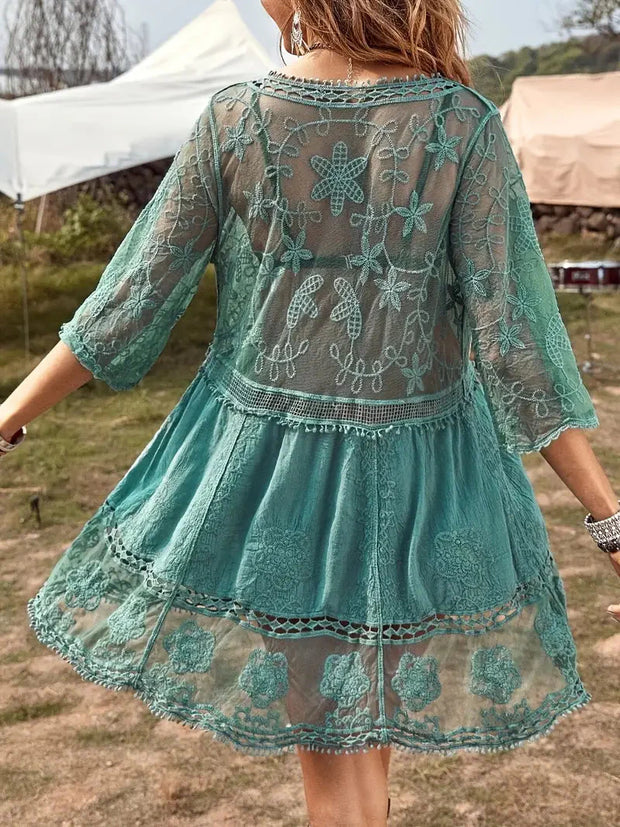 WW | Cover Up Lace Durchschauen Cover Up Kleid Boho-Stil