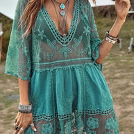 WW | Cover Up Lace Durchschauen Cover Up Kleid Boho-Stil