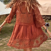 WW | Cover Up Lace Durchschauen Cover Up Kleid Boho-Stil