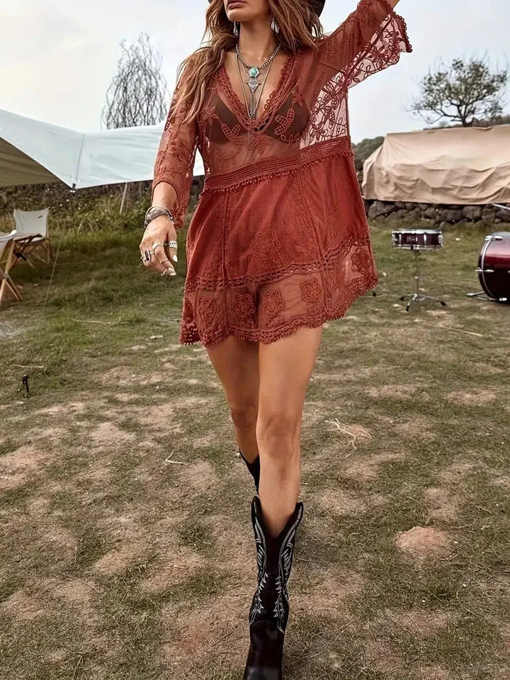 W&W Mode | Cover Up Lace Durchschauen Cover Up Kleid Boho-Stil