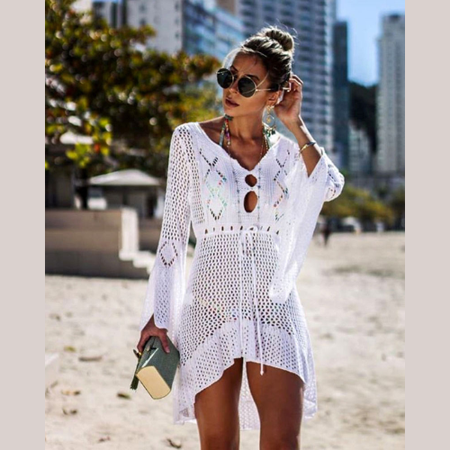 WW Strandabdeckung | Strandkleid aus Baumwolle zum Überziehen