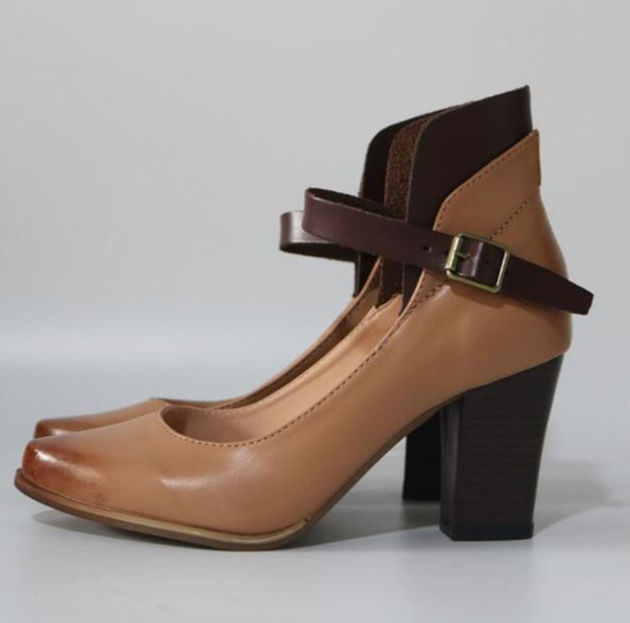 WW | Vintage-Fesselriemen-Schuhe mit Absatz für Damen