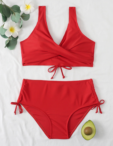 WW | Bikini-Set mit Hoher Taille und Rüschen für Damen