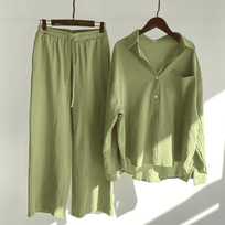 WW | Leinen-Sommer-Set mit langer Hose und Shirt