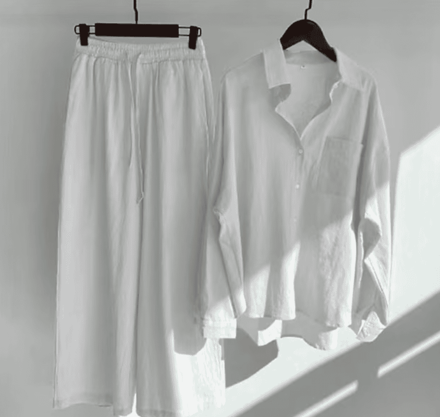 WW | Leinen-Sommer-Set mit langer Hose und Shirt