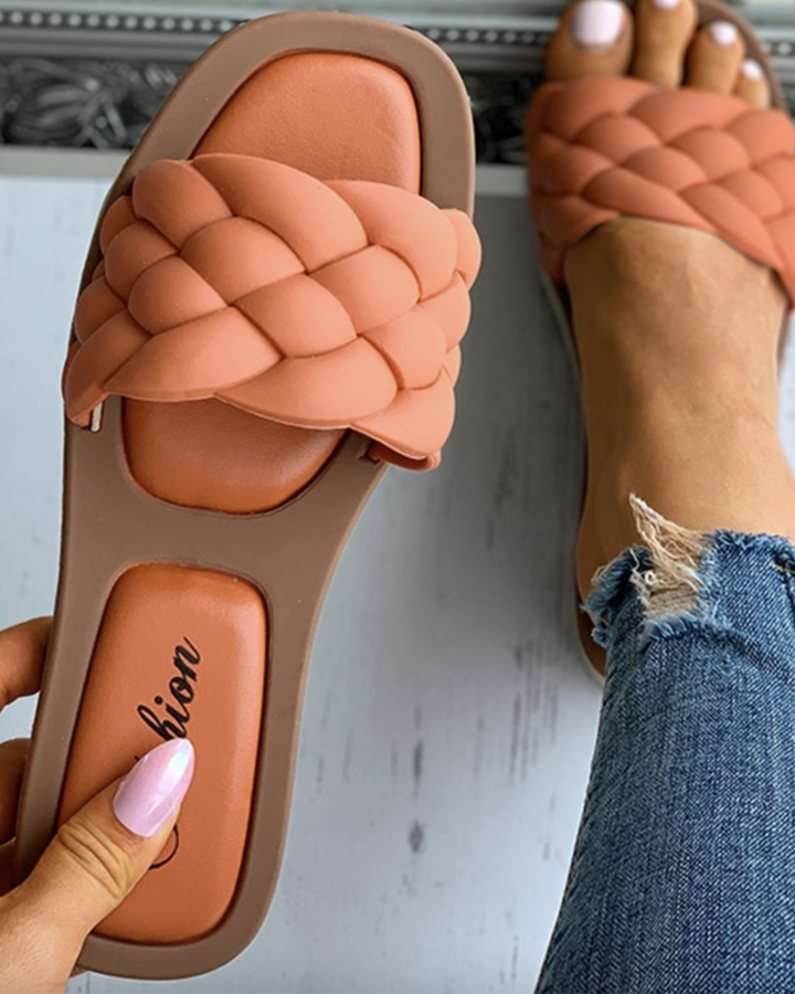 W&W Mode | Geflochtene Slip on Sandalen Mit Gepolsterter Sohle Für Damen