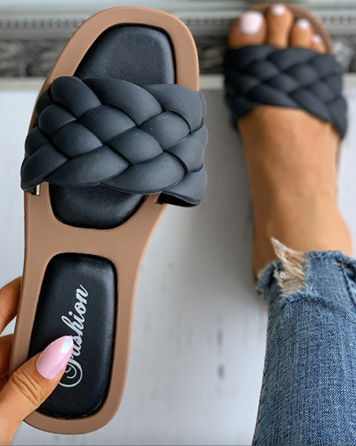 W&W Mode | Geflochtene Slip on Sandalen Mit Gepolsterter Sohle Für Damen