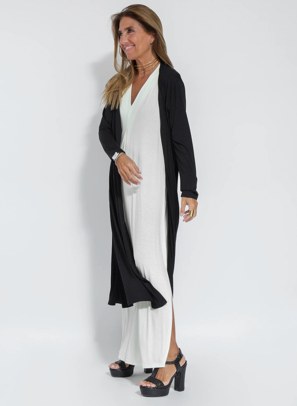 W&W Mode | Set aus langem schlankmachenden Kleid und Weste